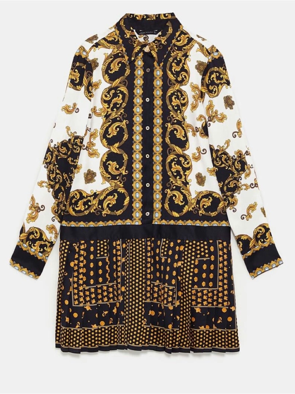 Zara Baroque Print Button Down Dress (Versace Look-Alike)